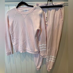 SOL ANGELES Ladies Women’s Size XS Pink & White Stripes Sweatshirt & Pan…